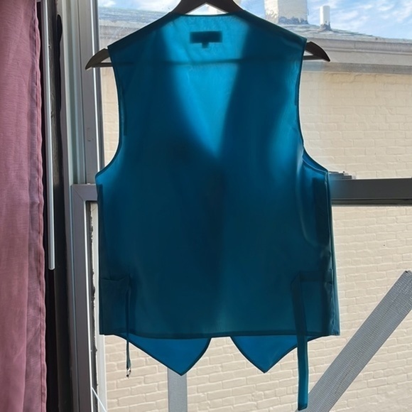 Mens Vesuvio Napoli Italian Design Dress Vest Turquoise Aqua Blue Suit/Tux Small - Picture 4 of 12